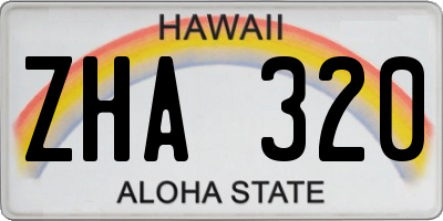HI license plate ZHA320