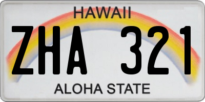 HI license plate ZHA321
