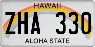HI license plate ZHA330