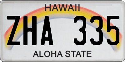 HI license plate ZHA335