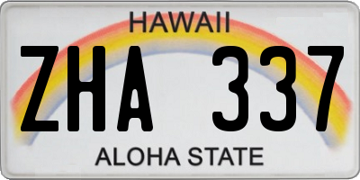 HI license plate ZHA337