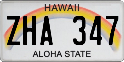 HI license plate ZHA347