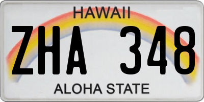 HI license plate ZHA348