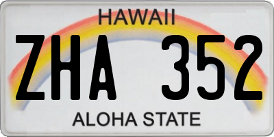 HI license plate ZHA352