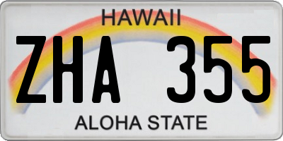 HI license plate ZHA355