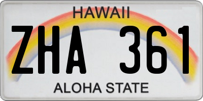 HI license plate ZHA361