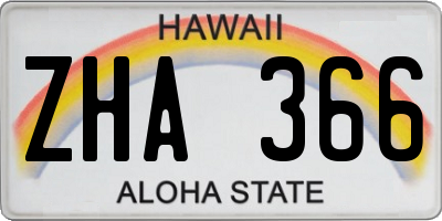HI license plate ZHA366
