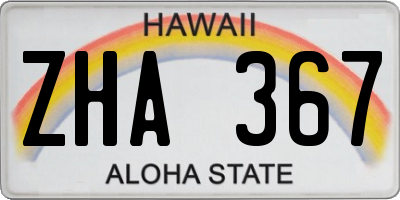 HI license plate ZHA367