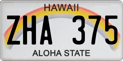 HI license plate ZHA375