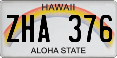 HI license plate ZHA376