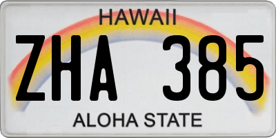HI license plate ZHA385