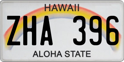 HI license plate ZHA396