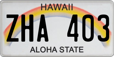 HI license plate ZHA403