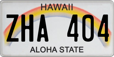 HI license plate ZHA404