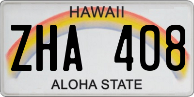 HI license plate ZHA408