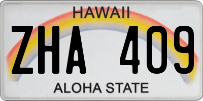HI license plate ZHA409