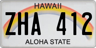 HI license plate ZHA412