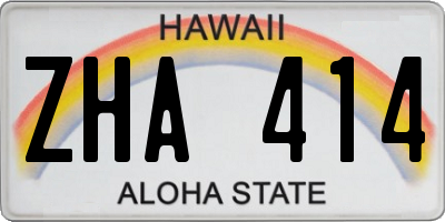 HI license plate ZHA414