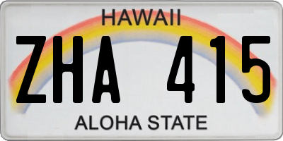 HI license plate ZHA415