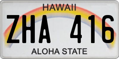 HI license plate ZHA416