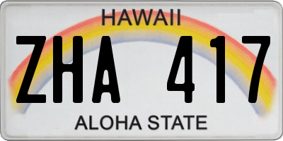 HI license plate ZHA417