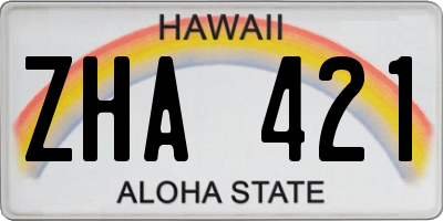 HI license plate ZHA421