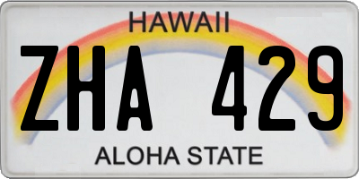 HI license plate ZHA429