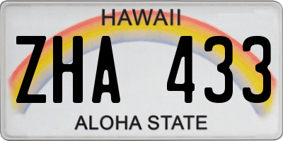 HI license plate ZHA433