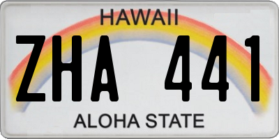 HI license plate ZHA441
