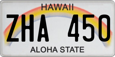 HI license plate ZHA450
