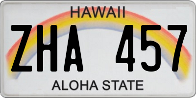 HI license plate ZHA457