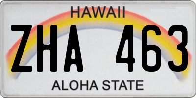 HI license plate ZHA463
