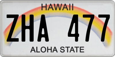 HI license plate ZHA477