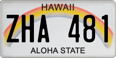 HI license plate ZHA481