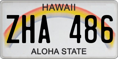 HI license plate ZHA486