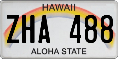 HI license plate ZHA488