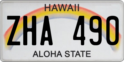 HI license plate ZHA490