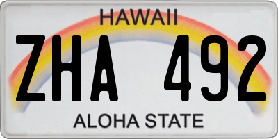 HI license plate ZHA492