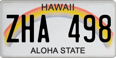 HI license plate ZHA498