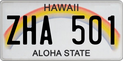 HI license plate ZHA501