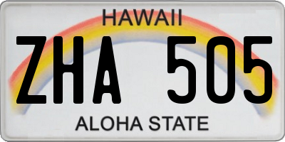 HI license plate ZHA505