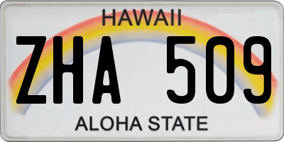 HI license plate ZHA509