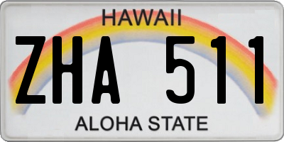 HI license plate ZHA511