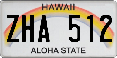 HI license plate ZHA512