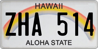 HI license plate ZHA514