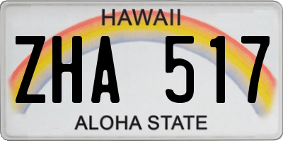HI license plate ZHA517