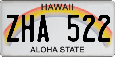 HI license plate ZHA522
