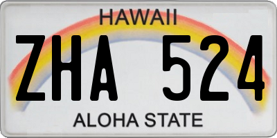 HI license plate ZHA524