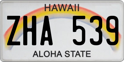 HI license plate ZHA539