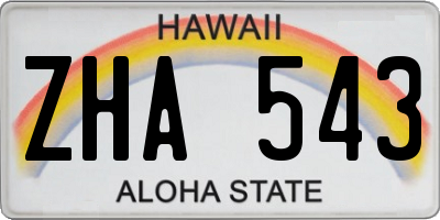 HI license plate ZHA543